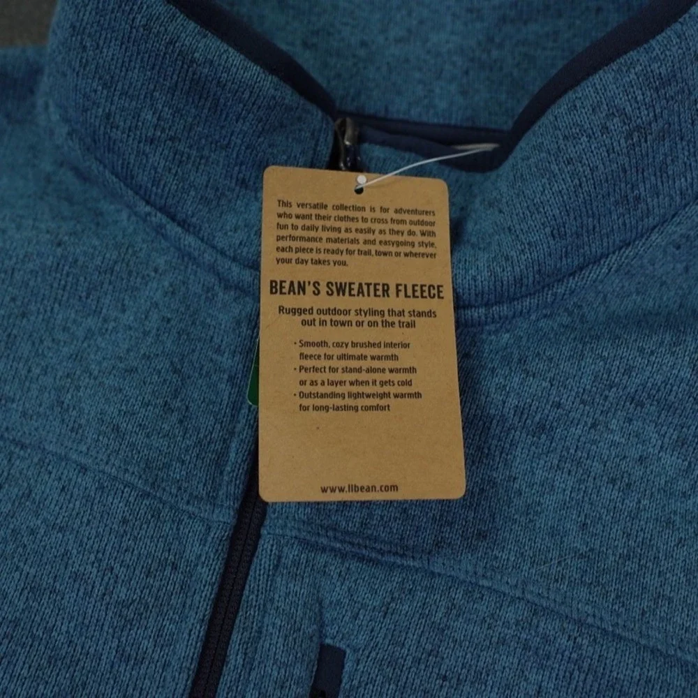 LL Bean Mens‎ Sweater Fleece Vest XXL Blue Dusk Slightly Fitted Full Zip Logo